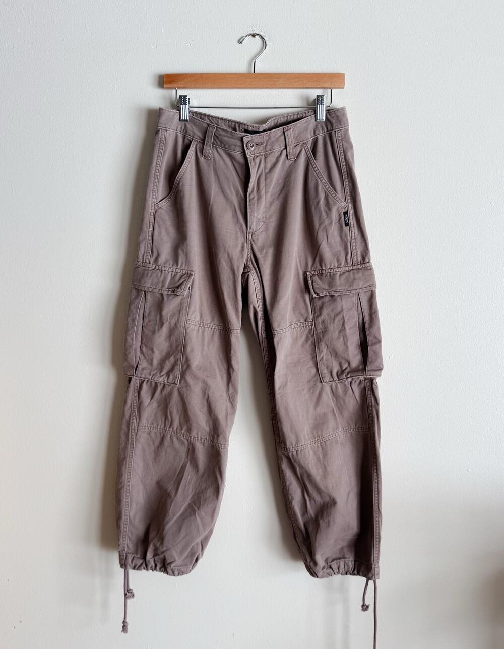 Silver Jeans Brown Cargo Utility Jogger Drawstring Pants 27 Edgy Streetwear